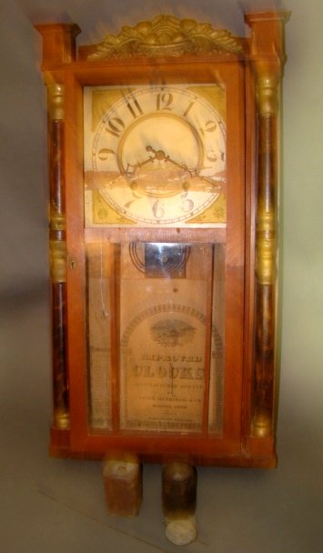 Antique Clock Epson, Merrimans & Co.: Bristol, Conn 27.25" x 17" x 5" deep Condition wear