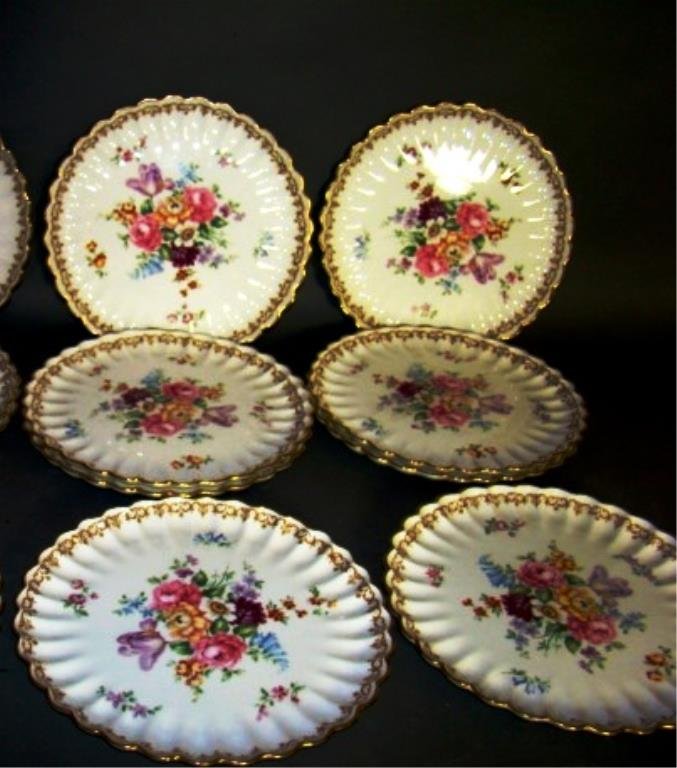 12 Crown Staffordshire Plates: 9"