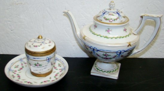 Signed Josephine Hand Painted Teapot and Inkwell: 6.5" - 4" Condition vg/g