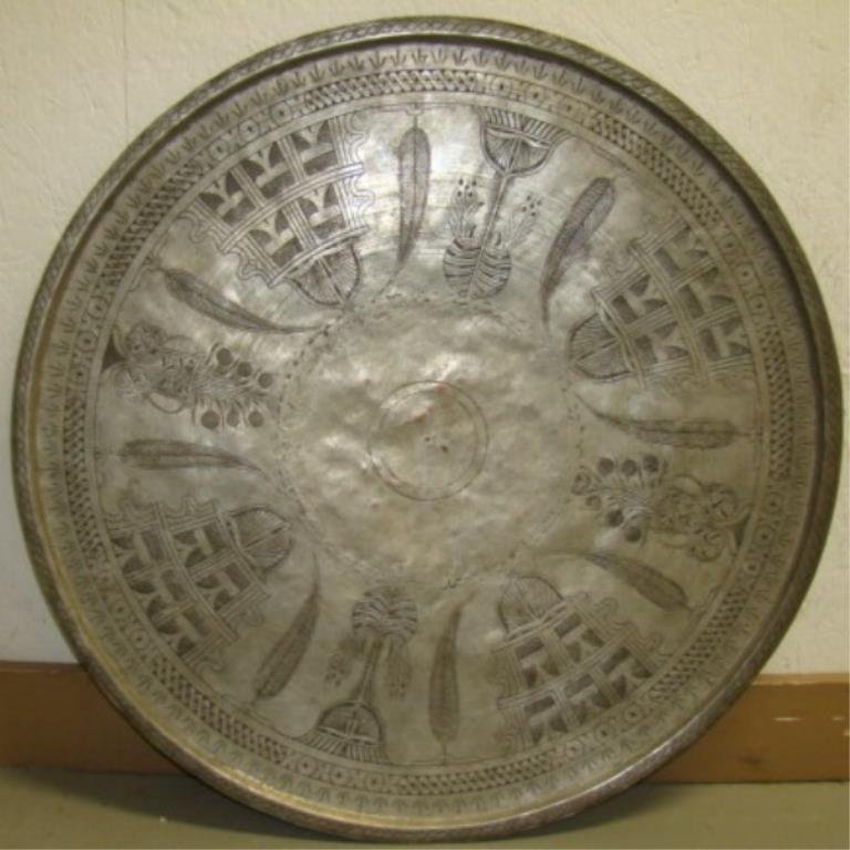 Oversized Islamic Tray: 30" dia Condition vg/g