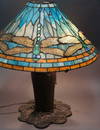 Stained Glass Table Lamp with Dragon Fly Design