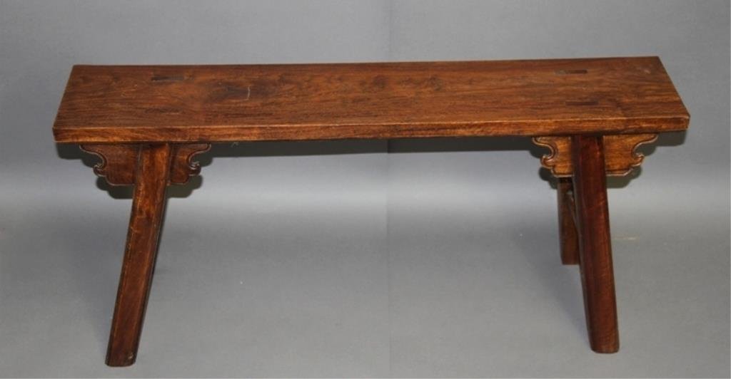 Huanghuali Wood Stool: Qing Dynasty, 18"h x 11"d x 38" w Condition vg/g
