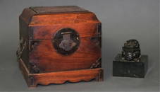 Spinach Jade Seal, Huanghuali Wood Box