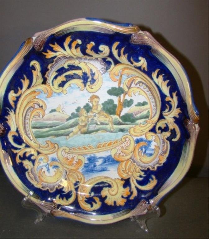 Italian Faience Charger: 19c faience charger 10" Condition vg/g