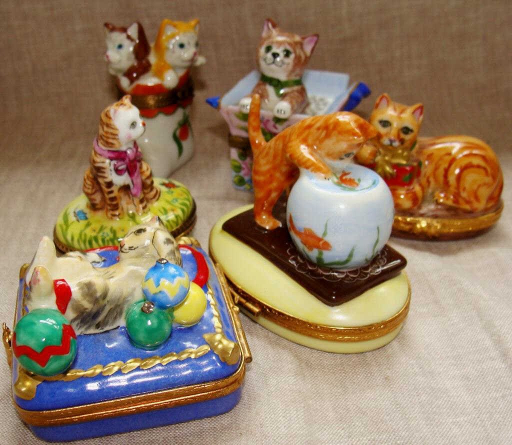 Lot of 6 Limoges Porcelain / Enamel Boxes (1 of 1)