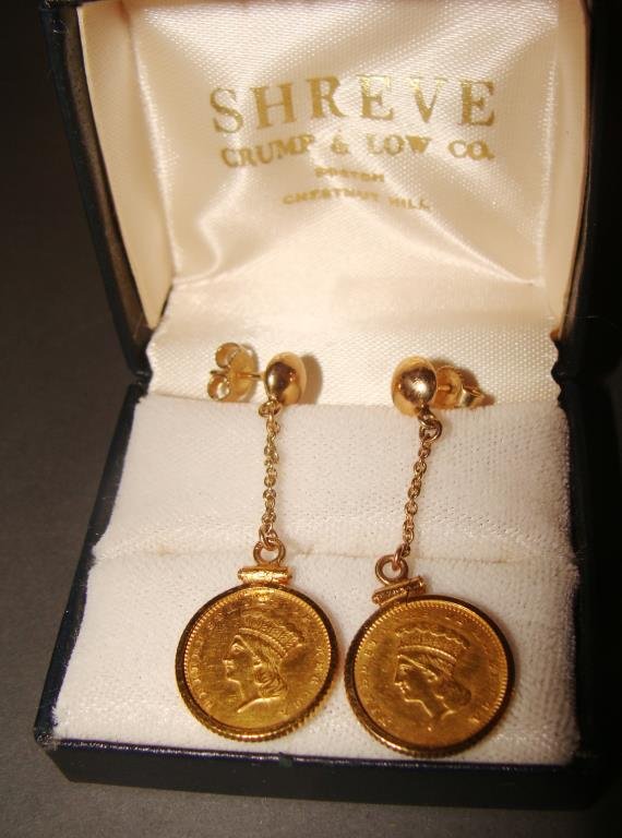 Pair of 14k Gold Coin Dangle Earrings (1 of 2)