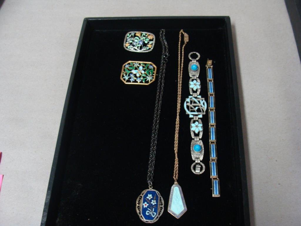 Guilloche Enamel Necklaces Bracelet Lot (1 of 3)