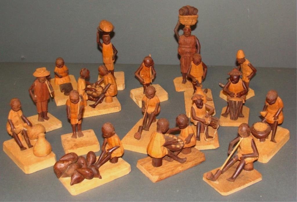 Grouping of Finely Carved Wood African Folk Art Figures (1 of 3)