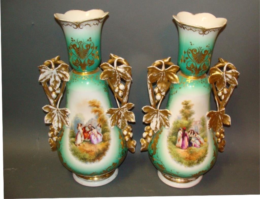 Oversized Pair of Antique Paris Porcelain Vases (1 of 5)