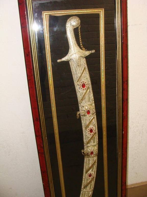Vintage Jewel Encrusted Ceremonial Sword/ Display Case Lot 160
