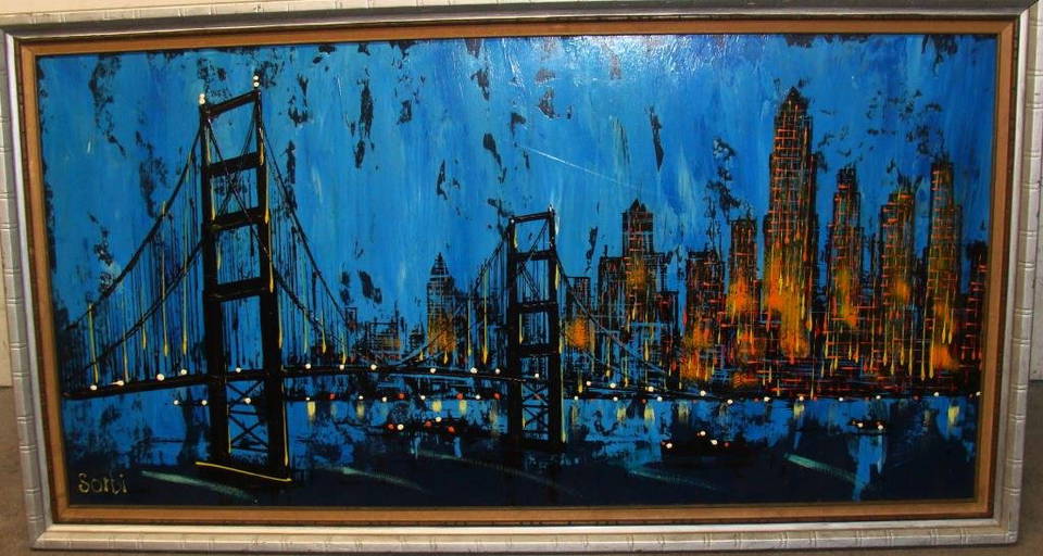 Sorbi, Oil On Canvas Painting, Mid Century City View
