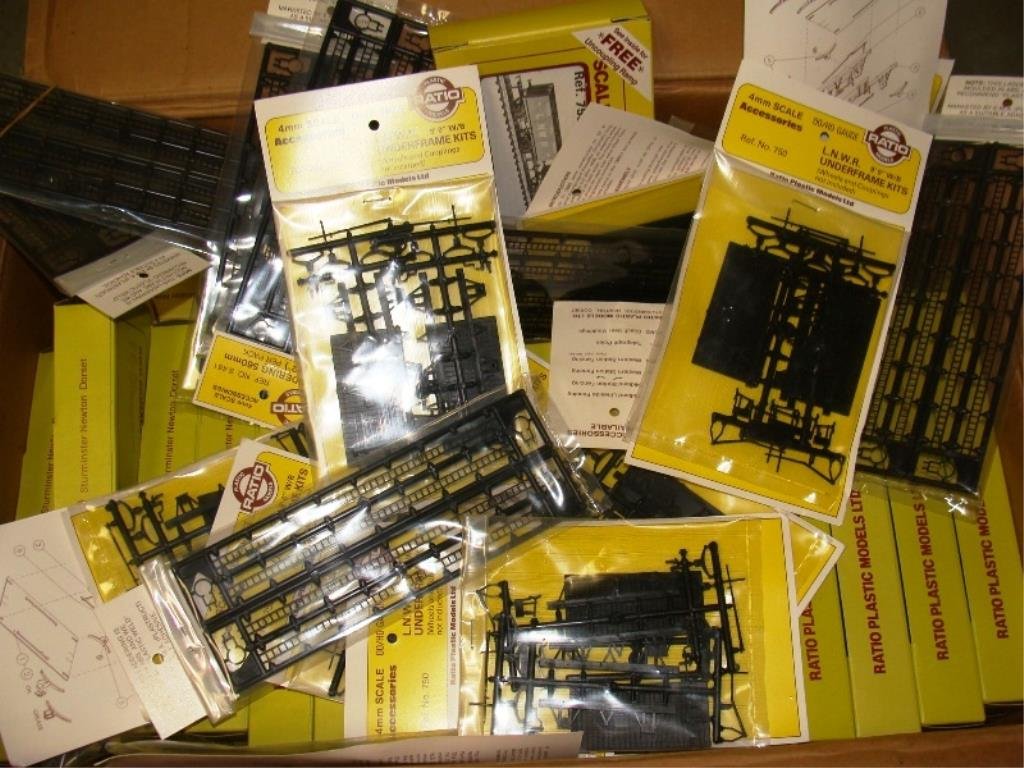 Ratio Plastic Models Trains LTD #750,#753: Large lot of Ratio Plastic Model Parts Sturminster Newton Dorset #753 and L.N.W.R. Underframe Kits #750, tac#222
