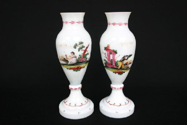 PAIR OF SPANISH VASES: PAIR OF SPANISH VASES FROM LA GRANJA DE SAN ILDEFONSO, SEGOVIA 19th century Height 7 1/4in (18.5cm).