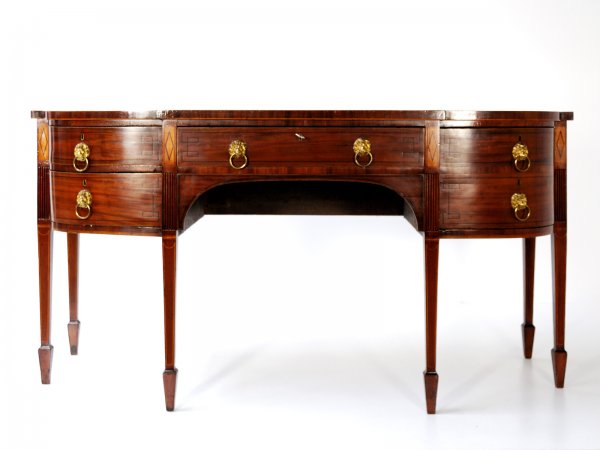 English George III Mahogany Inlaid Sideboard : English George III Mahogany Sideboard with Walnut Inlay Height 37 in; width 70 in; depth 27 in