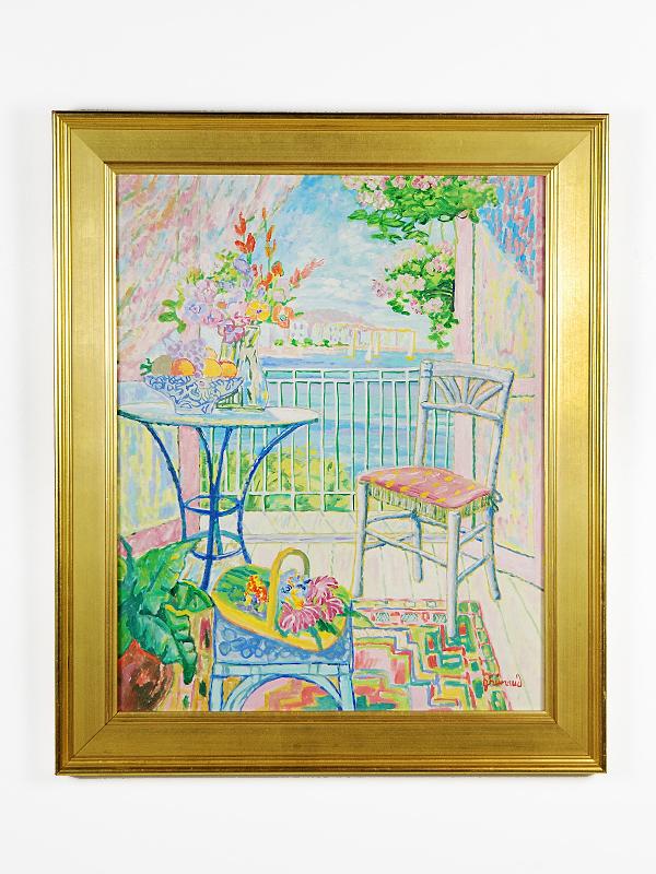 William Grimaud Interior Oil on Canvas, Framed Heigh: William Grimaud Interior Oil on Canvas, Framed Height 30 in; width 24 in
