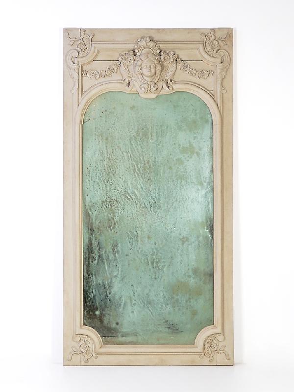Carved Wood Framed Trumeau Mirror 19th Century, Fr: Carved Wood Framed Trumeau Mirror 19th Century, France Height 89.5 in; width 45 in; depth 4 in
