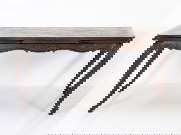 Louis XV Parquet Draw Leaf Table: Louis XV Parquet Draw Leaf Table France 19th Century Height 29 1/4 in; width 58 1/4 in; depth 38 1/2 in