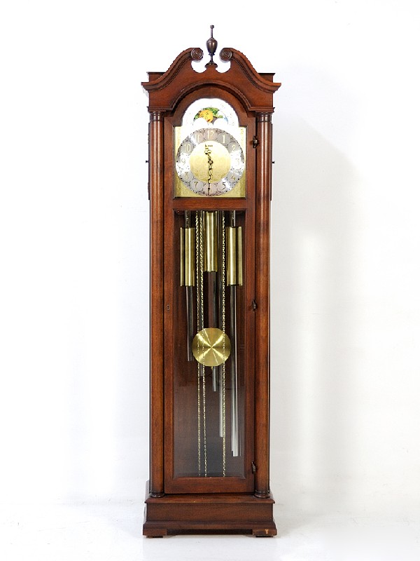 Federal Style Grandfather Clock Marked "Colonial": Federal Style Grandfather Clock Marked "Colonial" Height 79 in; width 22 1/2 in; depth 16 in
