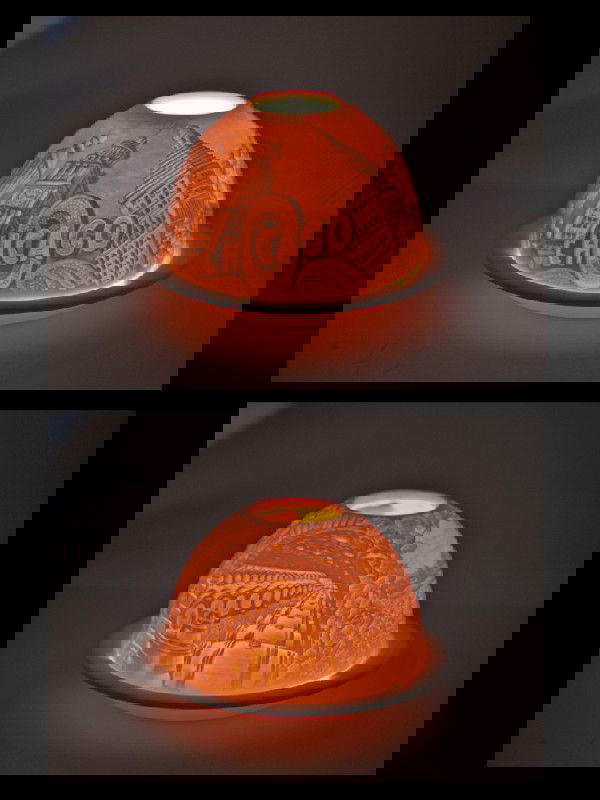 A PAIR OF BERNARDAUD PORCELAIN VOTIVES MADE BY LIMO: A PAIR OF BERNARDAUD PORCELAIN VOTIVES MADE BY LIMOGES 3 1/2 x 3 1/2 inches