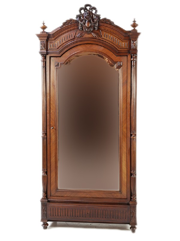 A HENRY II ROSEWOOD ARMOIRE France Nineteenth Cent: A HENRY II ROSEWOOD ARMOIRE France Nineteenth Century beveled mirror 94 x 44 x 21 inches