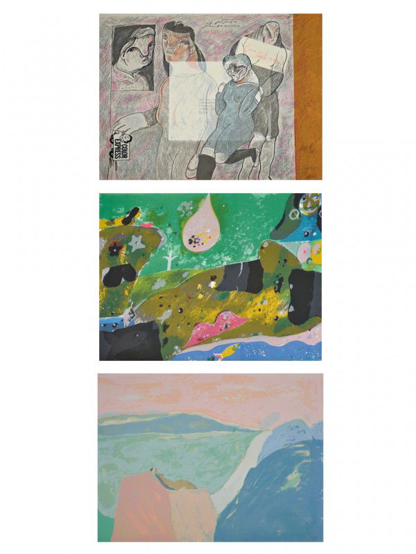 A PORTFOLIO OF THREE SERIGRAPHS, Printer: Preporduc: A PORTFOLIO OF THREE SERIGRAPHS Printer: Preporducciones Multiples S.A. de C.V. Portfolio IV; Ed: 98/100 JOY LAVILLE (British, 1923) Untitled (Lounging Woman on the Coast) Signed "HJLaville" in pencil