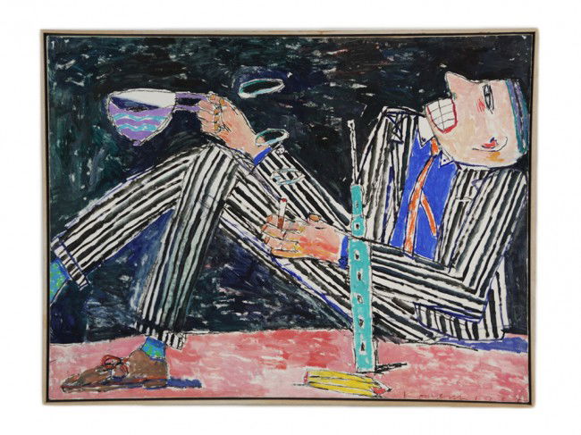 GARY KOMARIN, (American, b. 1951), Corporate Portra: GARY KOMARIN (American, b. 1951) Corporate Portrait: The Dream Lives On, 1984 oil on canvas signed lower right 38 x 50 inches Provenance: Meredith Long & Company, Houston, TX