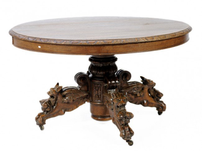 A HENRY II OAK BLACK FOREST TABLE: A HENRY II OAK BLACK FOREST TABLE 28 x 50 1/2 x 43 inches