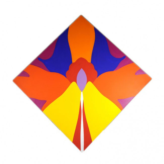 JACK YOUNGERMAN, (American, b. 1926), Star II, 1970: JACK YOUNGERMAN (American, b. 1926) Star II, 1970 Acrylic on canvas Signed and dated verso 135 x 135 inches, hung on diagonal (342.9 x 342.9 cm); 95 ¾ x 95 ¾ inches (sides of a diamond) Provenance: