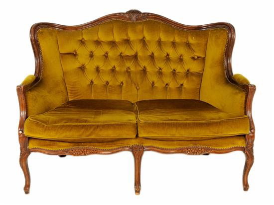 A LOUIS XV FRUITWOOD SETTEE: A LOUIS XV FRUITWOOD SETTEE 39 x 52 x 23 inches