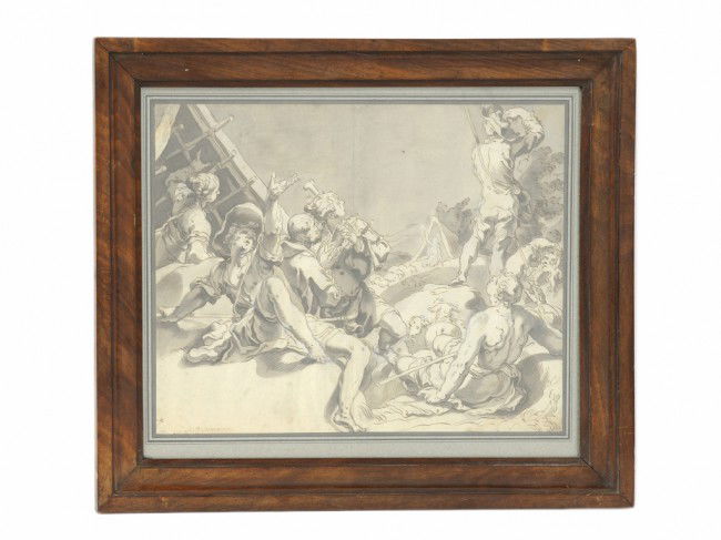 FOLLOWER OF ABRAHAM BLOEMAERT (DUTCH SCHOOL) , The: FOLLOWER OF ABRAHAM BLOEMAERT (DUTCH SCHOOL) The Annunciation to the Shepherd 17th Century Ink and wash on paper Provenance: The Collection Robert Lebel; Sale Sotheby's Paris Collection Robert Lebel: