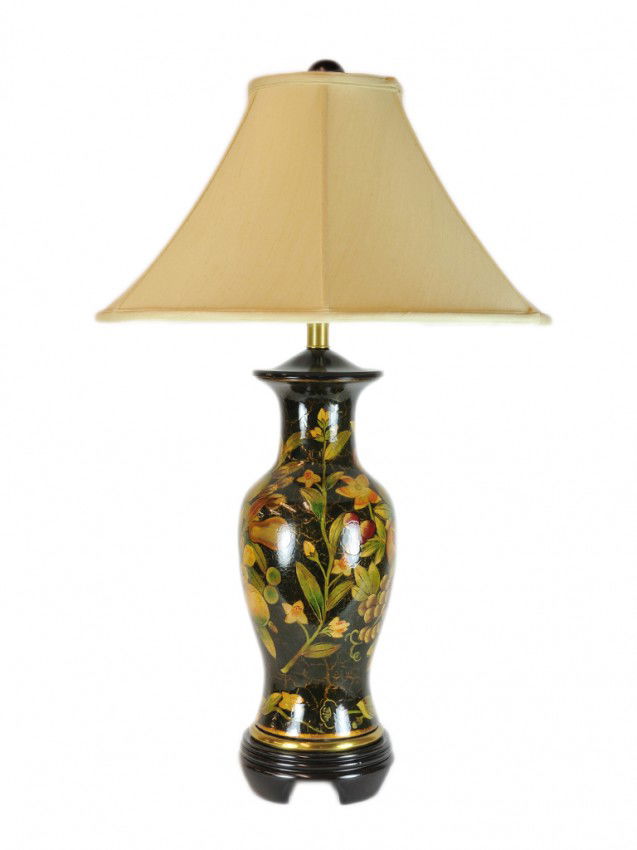 A HAND PAINTED CERAMIC TABLE LAMP; FREDERICK COOPER: A HAND PAINTED CERAMIC TABLE LAMP; FREDERICK COOPER 32 x 20 x 20 inches