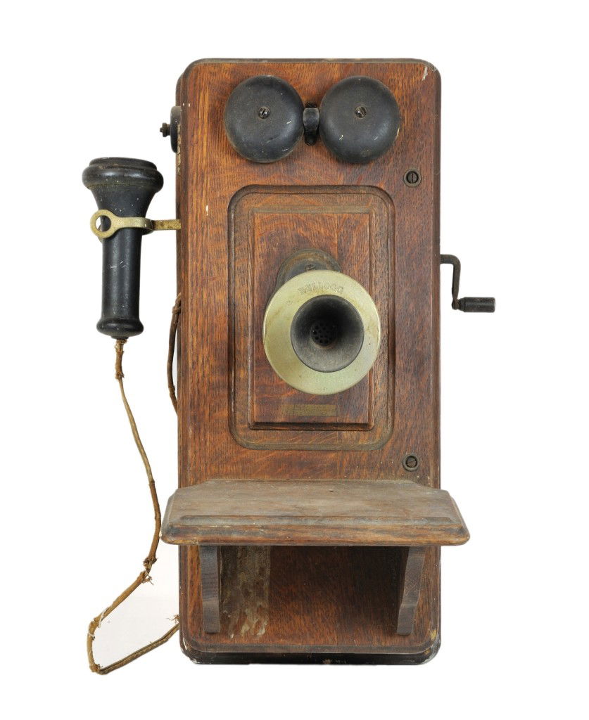 92 AN ANTIQUE WOODEN CRANK WALL PHONE TELEPHONE Early May 22, 2011 Morton Auctioneers and