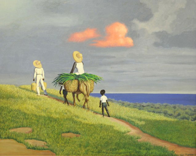 KYRA MARKHAM, (American, 1891-1967), Haitian Scene: KYRA MARKHAM (American 1891-1967) Haitian Scene 1962 oil on board signed lower right 24 x 30 inches (61 x 76.2 cm)