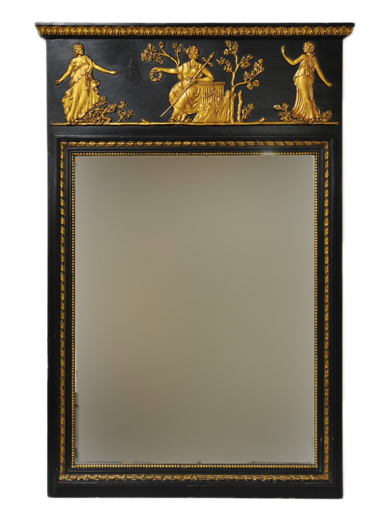 A FRENCH STYLE TRUMEAU MIRROR: A FRENCH STYLE TRUMEAU MIRROR 41 1/2 x 28 x 1 inches