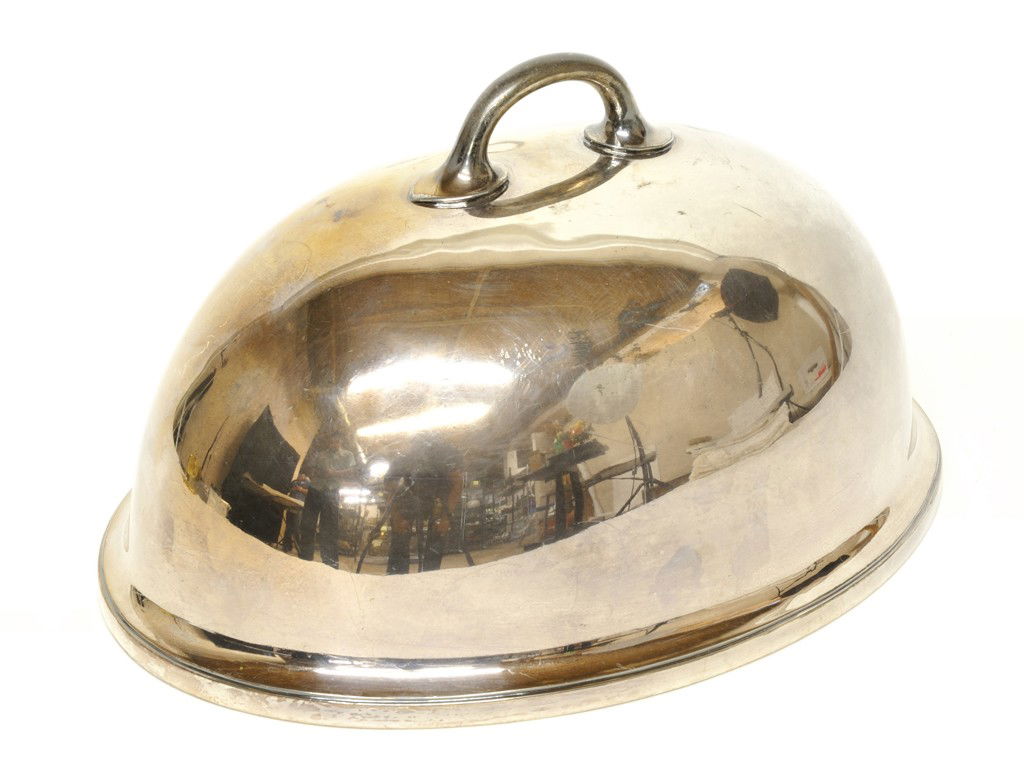 A SILVER PLATE REED & BARTON MEAT COVER: A SILVER PLATE REED & BARTON MEAT COVERstamped ""2050/16 X""; minor scratches 8 x 16 x 11 inches