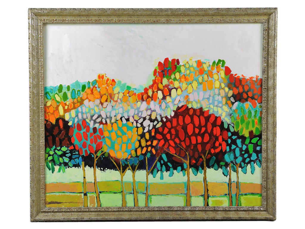 DAVID ADICKES, (American, b. 1927), Autumn Forest,: DAVID ADICKES (American, b. 1927) Autumn Forest oil on board signed lower left 36 x 40 inches