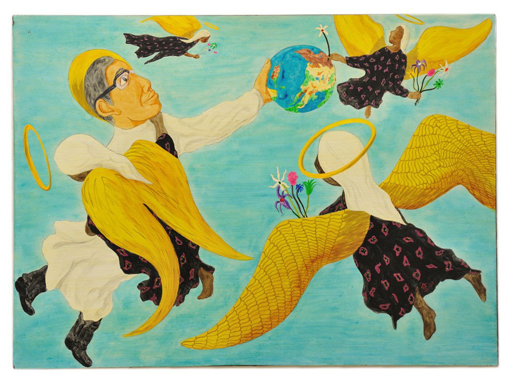 FRANK DIAZ ESCALET, (Puerto Rican, b. 1930), Oscar: FRANK DIAZ ESCALET (Puerto Rican, b. 1930) Oscar Romero, Un Regalo De Dios Para El Mundo Entero, 1998 acrylic on masonite signed lower right Deaccessioned from the New Britain Museum of Art (New Brita