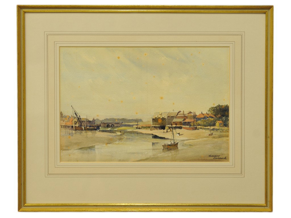 ALFRED VAVASOUR HAMMOND, (British, 1900-1985), Har: ALFRED VAVASOUR HAMMOND (British, 1900-1985) Harbor Scene watercolor on paper signed lower right 10 x 14 inches (sight)