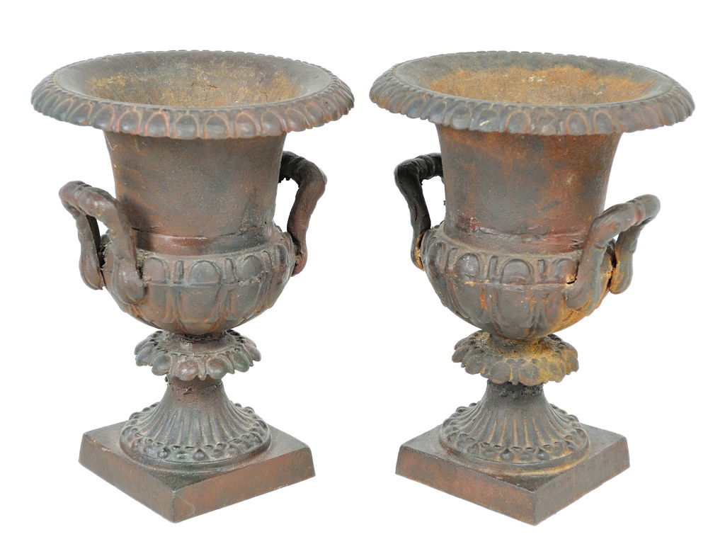 A PAIR OF IRON JARDINIERES 2 pieces: A PAIR OF IRON JARDINIERES 2 pieces 20 x 15 x 15 inches