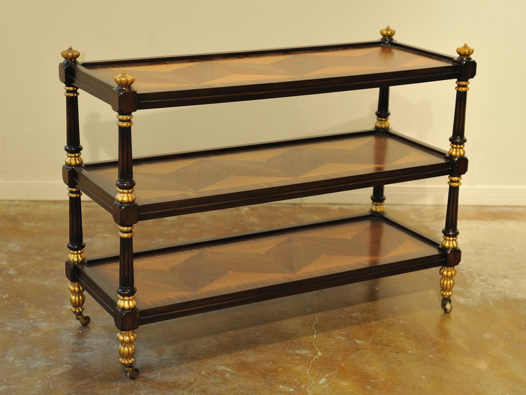 A THREE TIER SOFA TABLE: A THREE TIER SOFA TABLE 21 x 42 x 16 inches