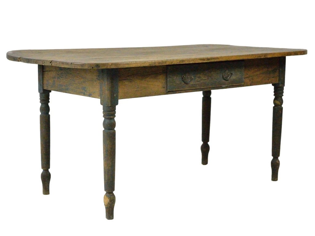 A PRIMITIVE PINE SINGLE DRAWER FARM TABLE: A PRIMITIVE PINE SINGLE DRAWER FARM TABLE With remnants of older paint 29 x 63 x 32 inches