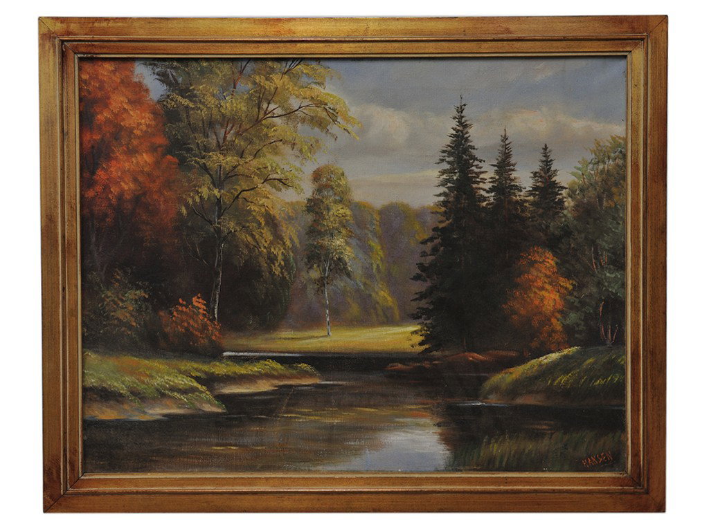 HANSEN, (Twentieth Century), Wooded Landscape, oil: HANSEN (Twentieth Century) Wooded Landscape oil on canvas signed lower right 19 x 25 inches
