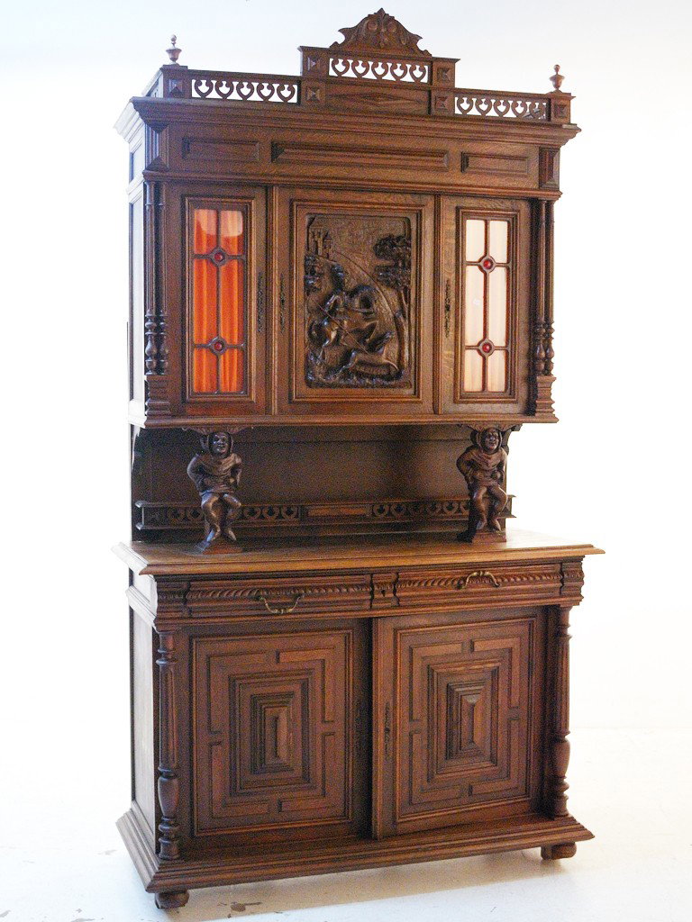 A HENRY II OAK BUFFET 19th Century: A HENRY II OAK BUFFET 19th Century 99 x 55 x 21 1/2 inches