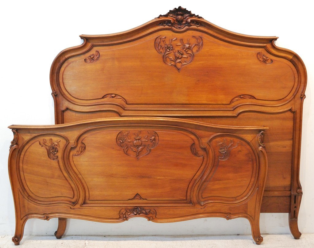 A LOUIS XV WALNUT BED 19th Century: A LOUIS XV WALNUT BED 19th Century length 78-1/2 inches; width 58 inches