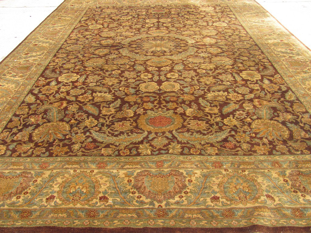 INDIA AGRA WOOL PILE ON COTTON FOUNDATION RUG 12 f: INDIA AGRA WOOL PILE ON COTTON FOUNDATION RUG 12 ft x 18 ft