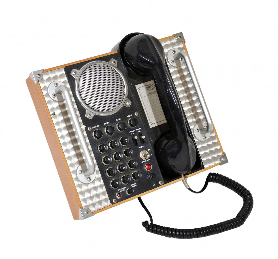 A SPEAKER TELEPHONE, MADE IN CHINA: A SPEAKER TELEPHONE, MADE IN CHINA 4 x 10 x 9 ½ inches