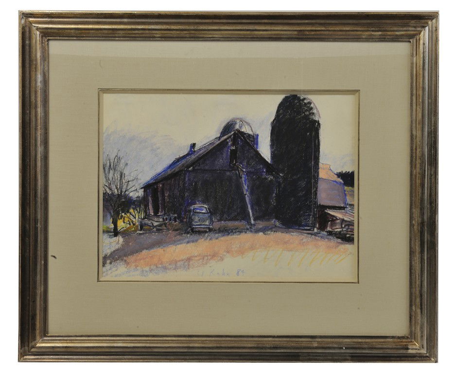 WOLF KAHN, (b. 1927), John Hamilton's Old Silo, Pa: WOLF KAHN (b. 1927) John Hamilton's Old Silo Pastel on Paper Provenance: Meredith Long & Co. 15 x 20 inches; 38 x 51 cm
