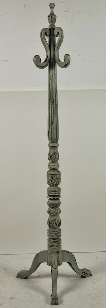 A PAINTED WOOD HAT RACK: A PAINTED WOOD HAT RACK 74 ½ x 20 x 20 inches