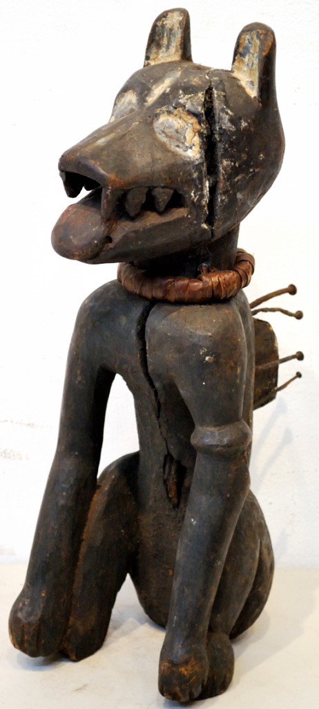 A BAKONGO TRIBE WOOD NAIL FETISH - ZAIRE: A BAKONGO TRIBE WOOD NAIL FETISH - ZAIRE 17 x 6 x 6 ½ inches