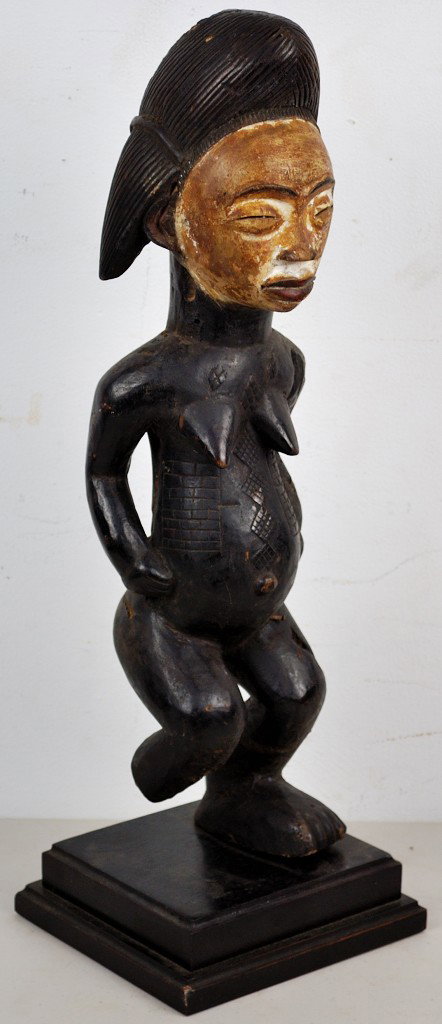 A PUNU TRIBE FEMALE ANCESTOR FIGURE - ZAIRE: A PUNU TRIBE FEMALE ANCESTOR FIGURE - ZAIRE 23 x8 x 7 inches